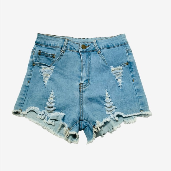 πHost Pickπ High Rise Light Wash Stretchy Distressed Shorts Size XS - Picture 2 of 14
